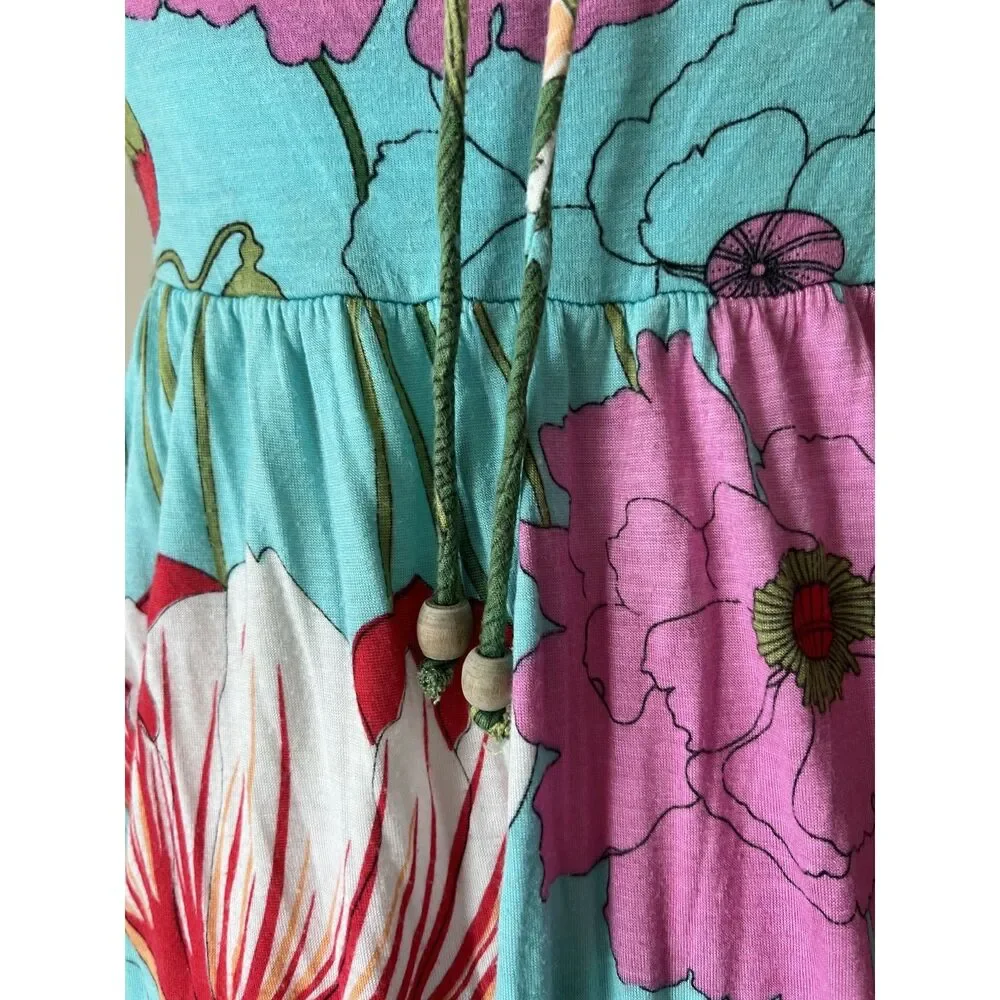 Womens Spaghetti Strap Floral Halter Neck A-Line SunDress by Lani Medium - Picture 6 of 7